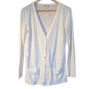 Michael Kors Cream Button-Up Cardigan Women's M Minimalist Clean Girl Basic